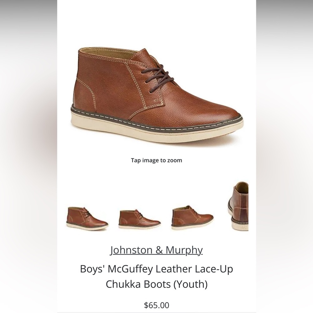 Johnston & Murphy Boys McGuffey lace-up Chukka Boots size youth 2.5